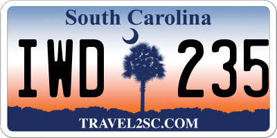 SC license plate IWD235