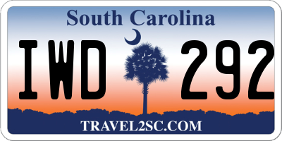 SC license plate IWD292