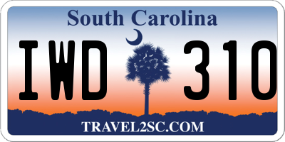 SC license plate IWD310
