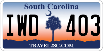SC license plate IWD403