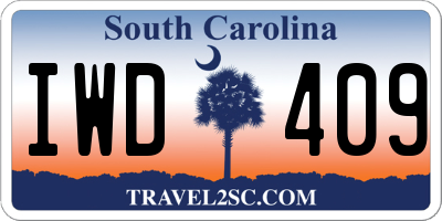 SC license plate IWD409