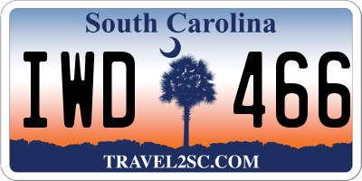 SC license plate IWD466
