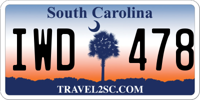 SC license plate IWD478