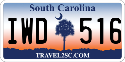 SC license plate IWD516
