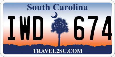 SC license plate IWD674