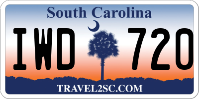 SC license plate IWD720