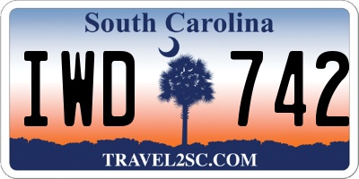 SC license plate IWD742