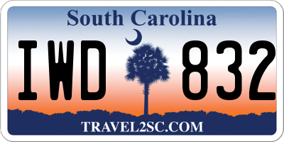 SC license plate IWD832