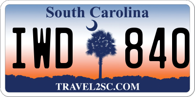 SC license plate IWD840