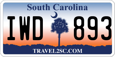 SC license plate IWD893