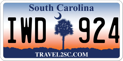SC license plate IWD924