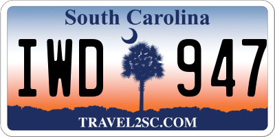 SC license plate IWD947