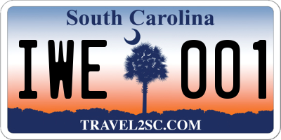 SC license plate IWE001