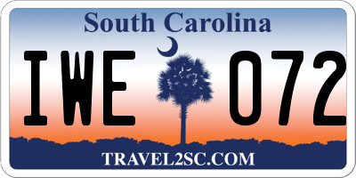 SC license plate IWE072