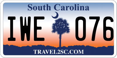 SC license plate IWE076
