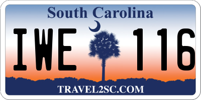 SC license plate IWE116