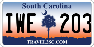 SC license plate IWE203