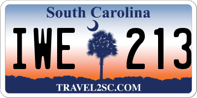 SC license plate IWE213