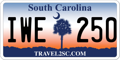SC license plate IWE250