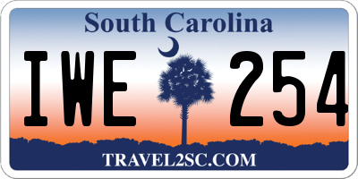 SC license plate IWE254
