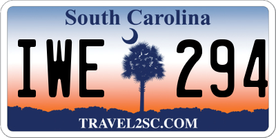 SC license plate IWE294
