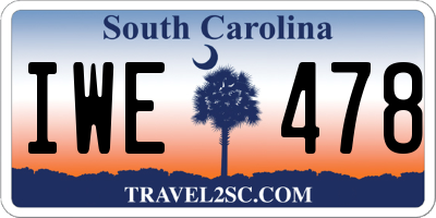 SC license plate IWE478