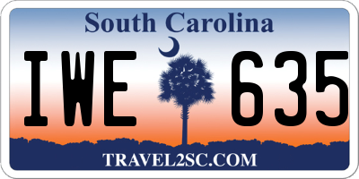 SC license plate IWE635
