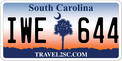 SC license plate IWE644