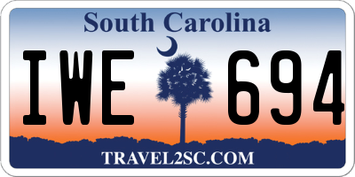 SC license plate IWE694