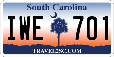 SC license plate IWE701