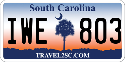 SC license plate IWE803