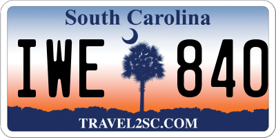 SC license plate IWE840