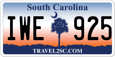 SC license plate IWE925