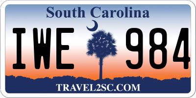 SC license plate IWE984