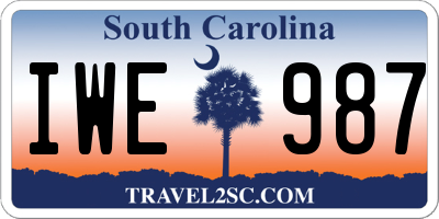 SC license plate IWE987