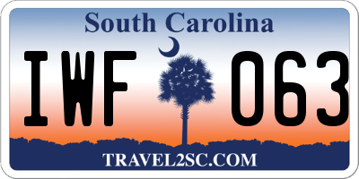 SC license plate IWF063