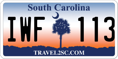 SC license plate IWF113