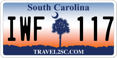 SC license plate IWF117
