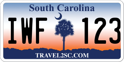 SC license plate IWF123