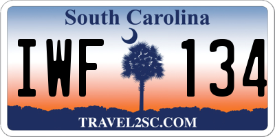 SC license plate IWF134
