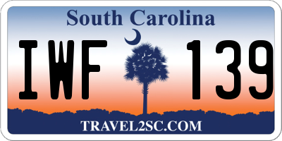 SC license plate IWF139