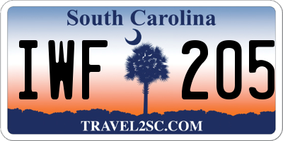 SC license plate IWF205