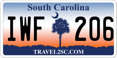 SC license plate IWF206
