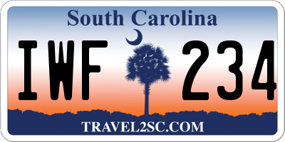 SC license plate IWF234