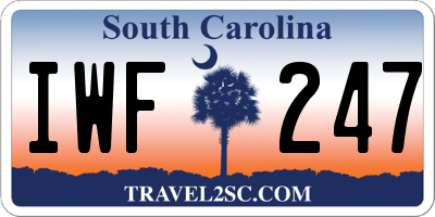 SC license plate IWF247
