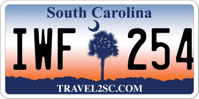 SC license plate IWF254