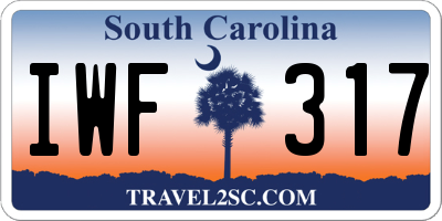 SC license plate IWF317