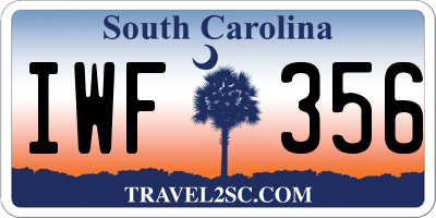 SC license plate IWF356