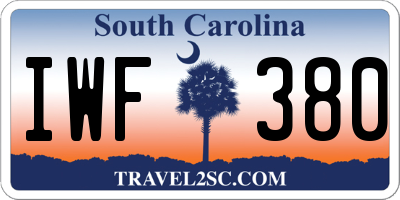 SC license plate IWF380