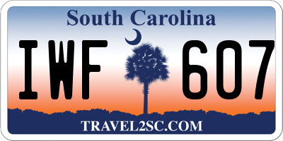 SC license plate IWF607